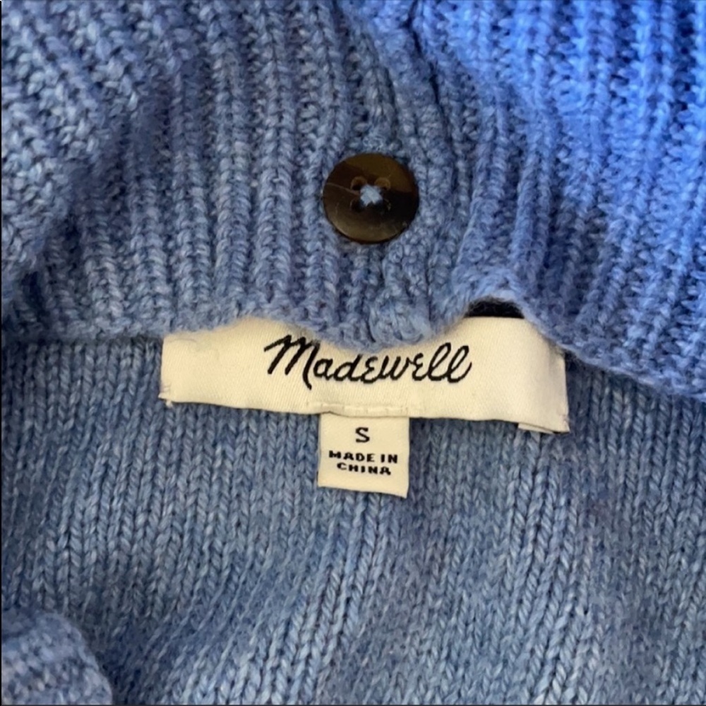 MADEWELL sweater size S blue convertible turtleneck cotton blend - Picture 7 of 10